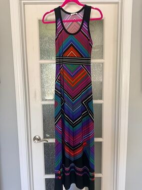 Calvin Klein Multicolor Chevron Sleeveless Maxi Dress